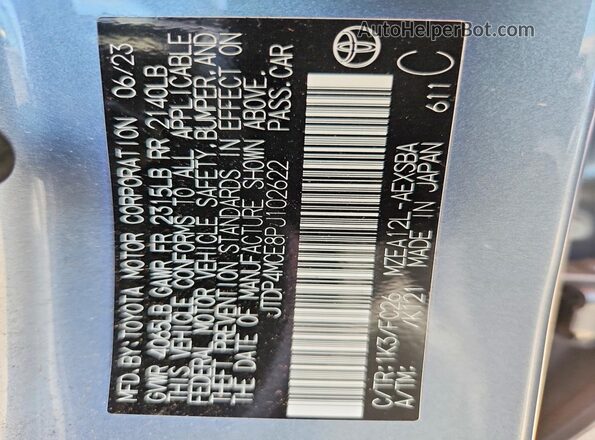 JTDP4MCE8PJ102622 2023 TOYOTA COROLLA Blue Engine compartment view