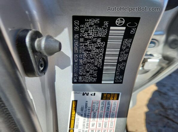 JTDS4MCE0MJ061425 2021 TOYOTA COROLLA Silver VIN კოდის სტიკერის ხედი