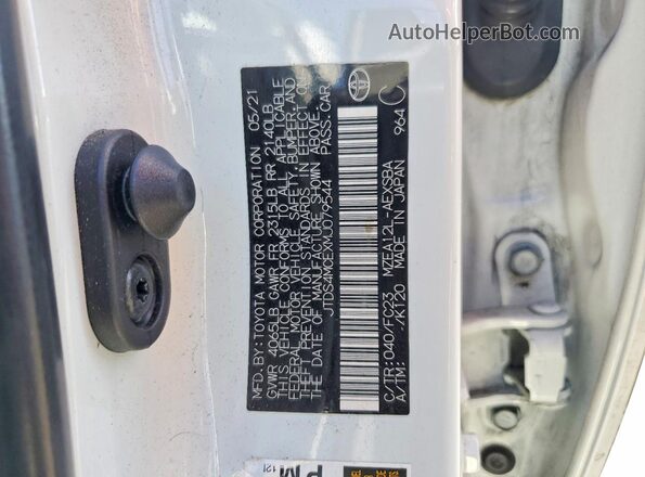 JTDS4MCEXMJ079544 2021 TOYOTA COROLLA White Widok naklejki z numerem VIN