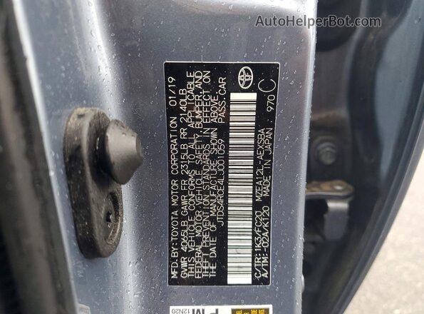JTDS4RCE4LJ001059 2020 TOYOTA COROLLA Gray Vista del compartimento del motor