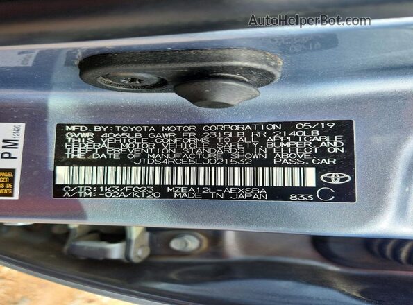 JTDS4RCE5LJ021532 2020 TOYOTA COROLLA Blue VIN კოდის სტიკერის ხედი
