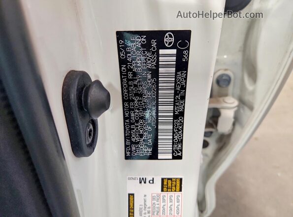JTDS4RCEXLJ022675 2020 TOYOTA COROLLA White VIN კოდის სტიკერის ხედი