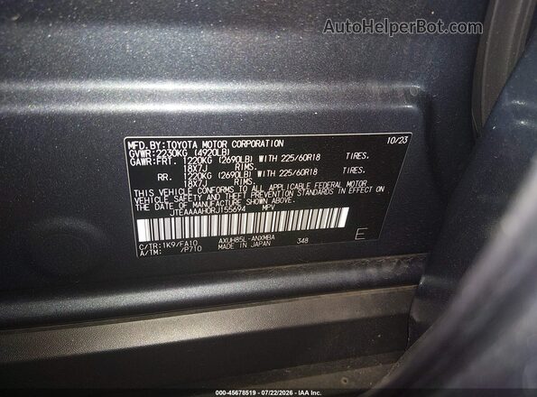 JTEAAAAH0RJ155694 2024 TOYOTA VENZA Gray ძრავის განყოფილების ხედი