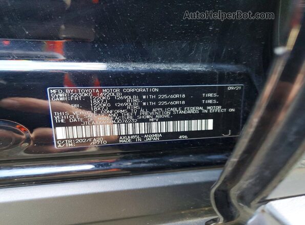 JTEAAAAH4MJ076232 2021 TOYOTA VENZA Черный Вид наклейки с VIN-кодом