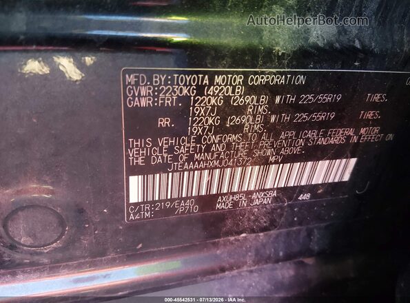 JTEAAAAHXMJ041372 2021 TOYOTA VENZA Black Вид підкапотного простору