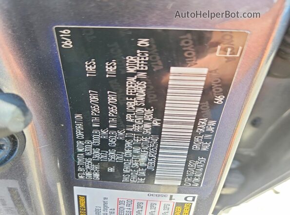 JTEBU5JR2G5359401 2016 TOYOTA 4RUNNER Gray Engine compartment view