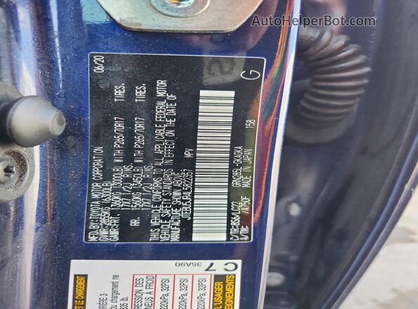 JTEBU5JR4L5822357 2020 TOYOTA 4RUNNER Синий Вид наклейки с VIN-кодом