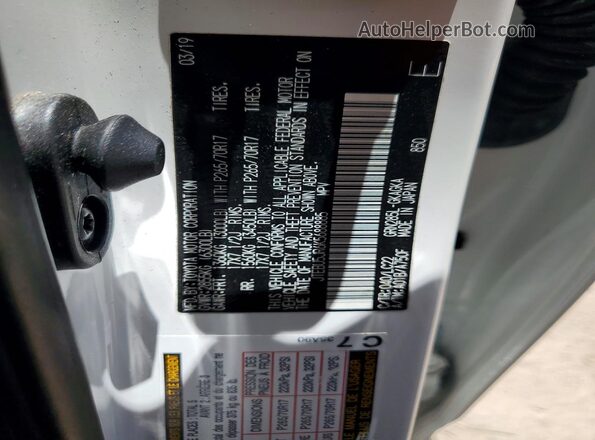 JTEBU5JR6K5688885 2019 TOYOTA 4RUNNER White Widok wnętrza 360 stopni