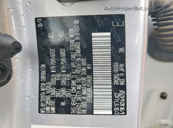 JTEBU5JR8J5598085 2018 TOYOTA 4RUNNER Silver VIN կոդի պիտակի տեսք