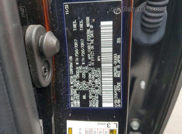 JTEEU5JR0R5306891 2024 TOYOTA 4RUNNER Black Vista de la etiqueta del VIN