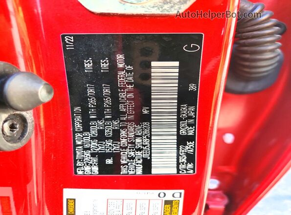 JTEEU5JR8P5286208 2023 TOYOTA 4RUNNER Красный Панорамный вид салона 360°