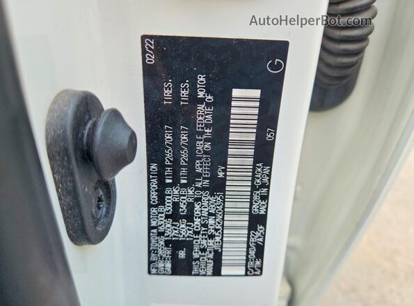 JTEMU5JR2N6043951 2022 TOYOTA 4RUNNER White Widok wnętrza 360 stopni