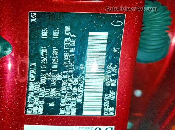 JTEMU5JR3P6127022 2023 TOYOTA 4RUNNER Red Widok wnętrza 360 stopni