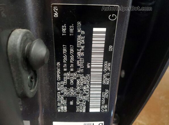 JTENU5JR3M5945324 2021 TOYOTA 4RUNNER Gray ძრავის განყოფილების ხედი