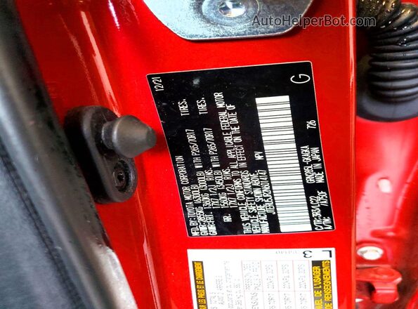 JTERU5JR2N6014147 2022 TOYOTA 4RUNNER Red VIN კოდის სტიკერის ხედი