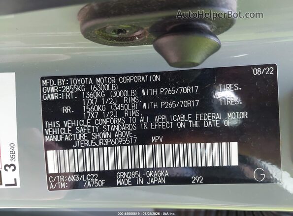JTERU5JR3P6095517 2023 TOYOTA 4RUNNER Серый Вид подкапотного пространства