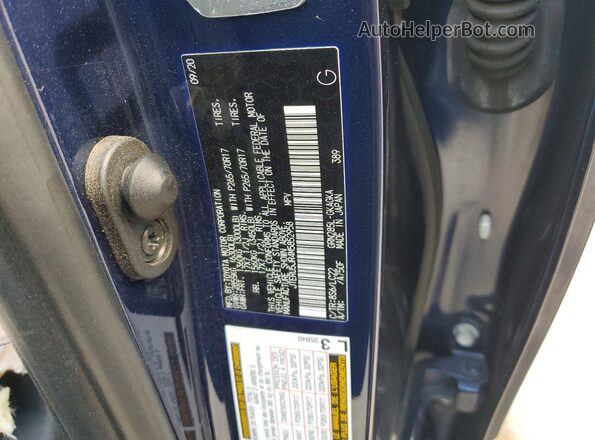 JTERU5JR4M5852958 2021 TOYOTA 4RUNNER Blue Widok naklejki z numerem VIN