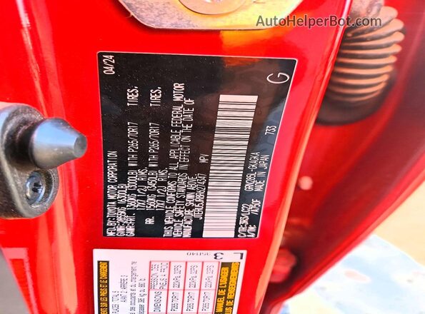 JTERU5JR8R6274347 2024 TOYOTA 4RUNNER Red Панорамний вид салону 360°