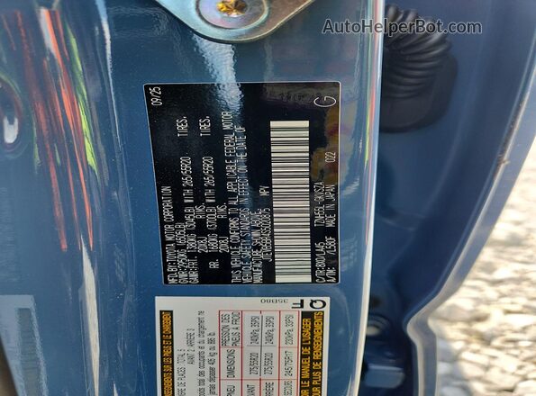 JTEVB5BR4S5020875 2025 TOYOTA 4RUNNER Blue VIN კოდის სტიკერის ხედი