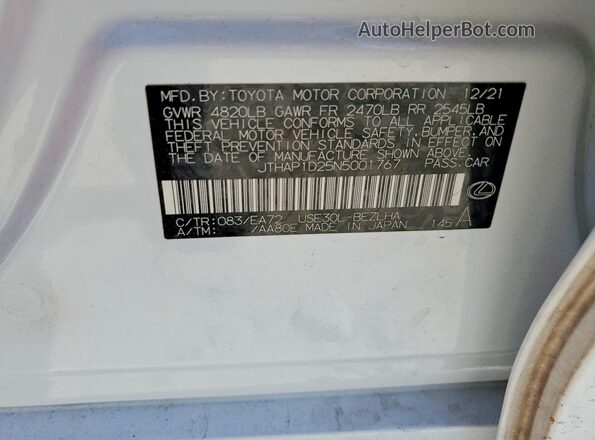 JTHAP1D25N5001767 2022 LEXUS IS White Widok komory silnika