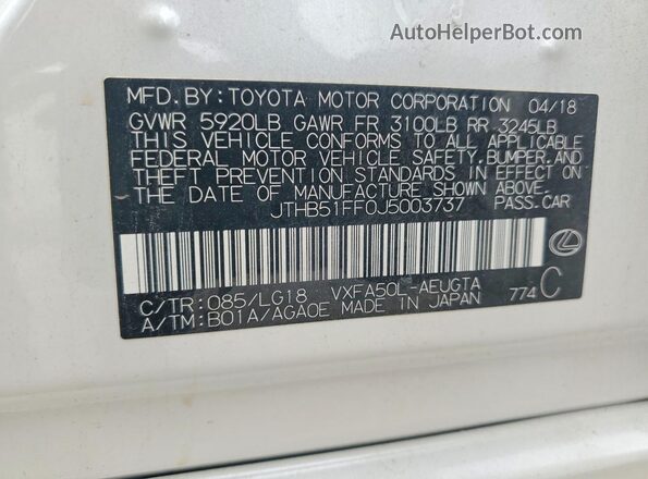 JTHB51FF0J5003737 2018 LEXUS LS Белый Вид подкапотного пространства
