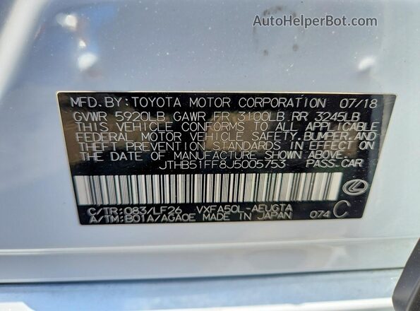 JTHB51FF8J5005753 2018 LEXUS LS White Widok komory silnika