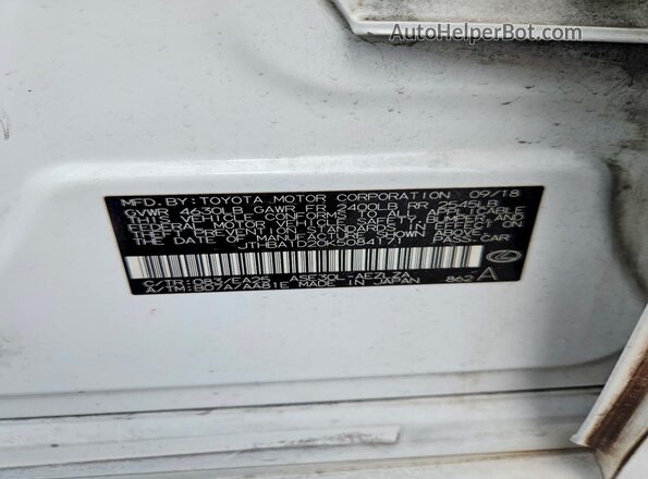 JTHBA1D20K5084171 2019 LEXUS IS White Vista de la etiqueta del VIN