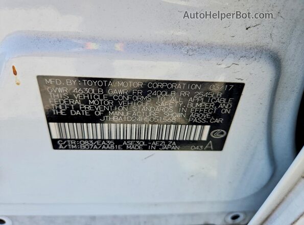 JTHBA1D24H5051568 2017 LEXUS IS White Вид підкапотного простору