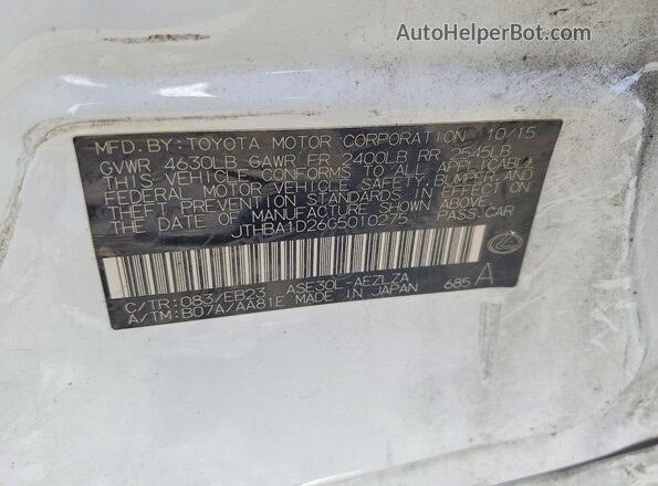 JTHBA1D26G5010275 2016 LEXUS IS White Շարժիչի բաժամունքի տեսք