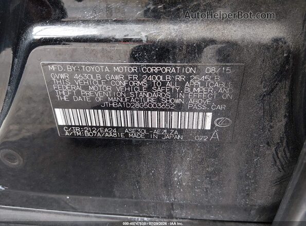 JTHBA1D28G5003652 2016 LEXUS IS 200T Black Engine compartment view