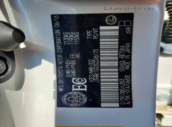 JTHBK1GG3G2245173 2016 LEXUS ES White Вид підкапотного простору