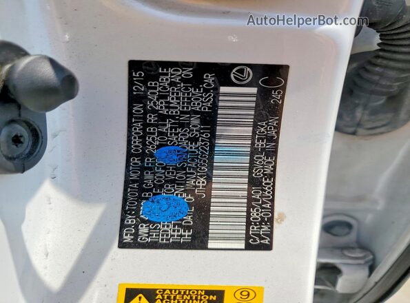 JTHBK1GG5G2237611 2016 LEXUS ES White Շարժիչի բաժամունքի տեսք