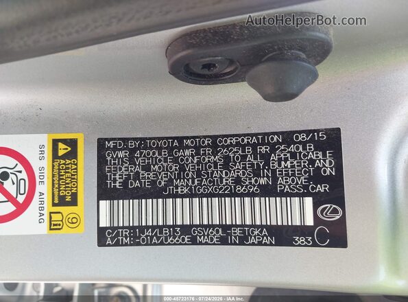 JTHBK1GGXG2218696 2016 LEXUS ES 350 Silver Widok komory silnika
