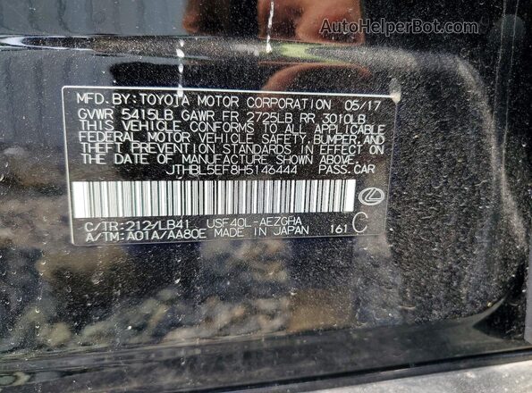 JTHBL5EF8H5146444 2017 LEXUS LS Black VIN sticker view