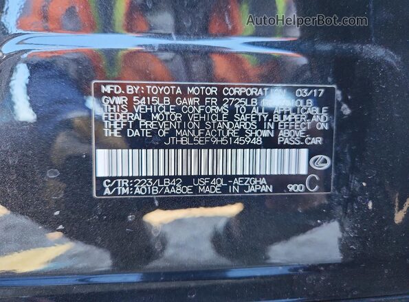 JTHBL5EF9H5145948 2017 LEXUS LS Black Engine compartment view