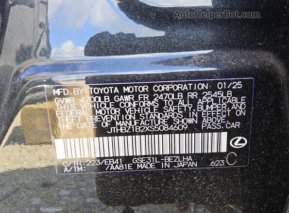 JTHBZ1B2XS5084609 2025 LEXUS IS Black Engine compartment view