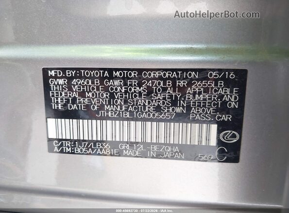 JTHBZ1BL1GA005657 2016 LEXUS GS 350 Серебряный Вид подкапотного пространства