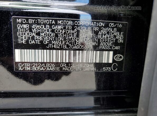 JTHBZ1BL7GA005873 2016 LEXUS GS Black Vista del compartimento del motor