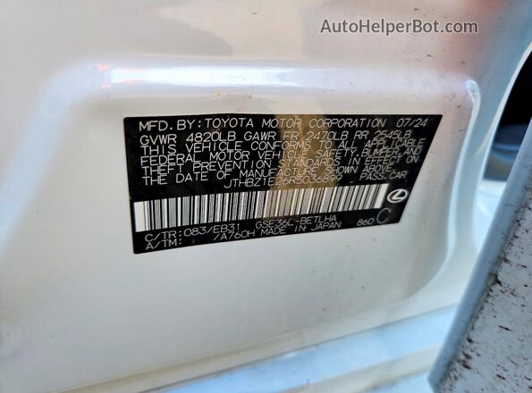 JTHBZ1E26R5036899 2024 LEXUS IS White Շարժիչի բաժամունքի տեսք