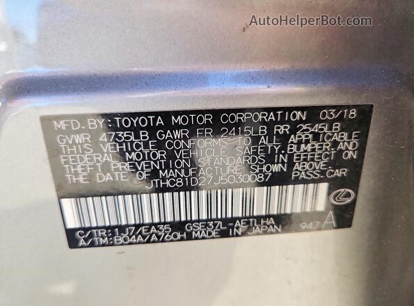 JTHC81D27J5030087 2018 LEXUS IS Silver Շարժիչի բաժամունքի տեսք