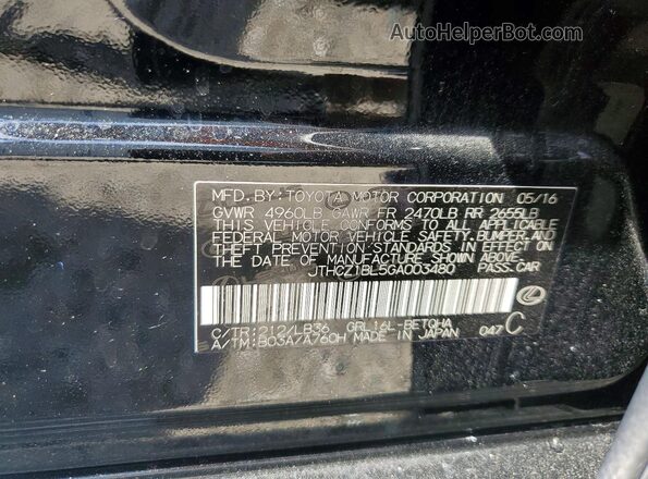 JTHCZ1BL5GA003480 2016 LEXUS GS Black Вид наклейки з VIN-кодом