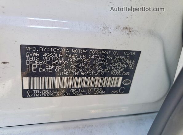 JTHCZ1BL8KA010819 2019 LEXUS GS White Vista del compartimento del motor