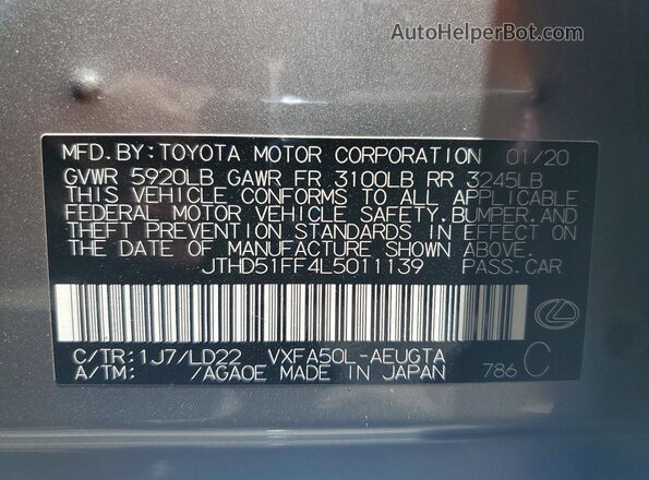 JTHD51FF4L5011139 2020 LEXUS LS Серебряный Вид подкапотного пространства