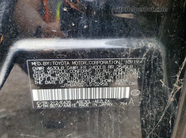 JTHGA1D21L5102958 2020 LEXUS IS Black Vista del compartimento del motor