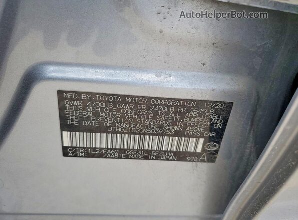 JTHGZ1B20M5039753 2021 LEXUS IS Silver VIN sticker view