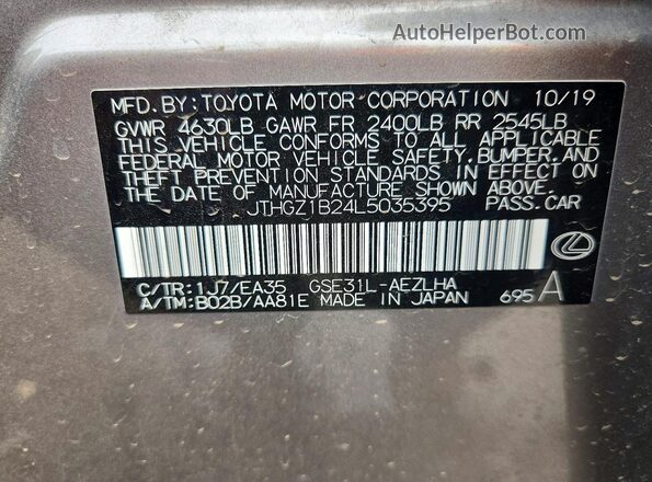 JTHGZ1B24L5035395 2020 LEXUS IS Silver Շարժիչի բաժամունքի տեսք