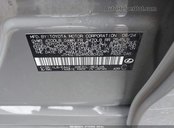 JTHGZ1B24R5080426 2024 LEXUS IS 350 Gray Widok komory silnika