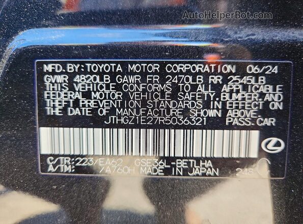 JTHGZ1E27R5036321 2024 LEXUS IS Black Շարժիչի բաժամունքի տեսք