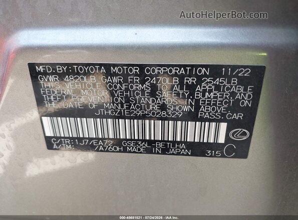 JTHGZ1E29P5028329 2023 LEXUS IS 350 Gray Շարժիչի բաժամունքի տեսք