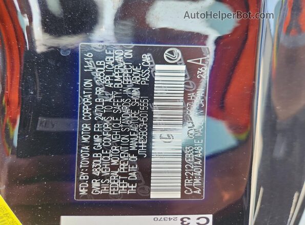 JTHHE5BC3H5015551 2017 LEXUS RC Black Vista de la etiqueta del VIN